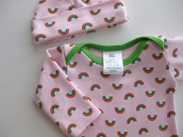 A Mixed Up Day -- <br>Retro Rainbows Lap Tee/Hat Set, NB