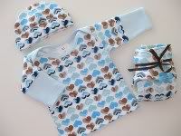 48 Hour Auction <br>Scuttlebutts + The Cherub's Closet <br>Hearts in Blue Lap Tee/Hat/Diaper Set, NB