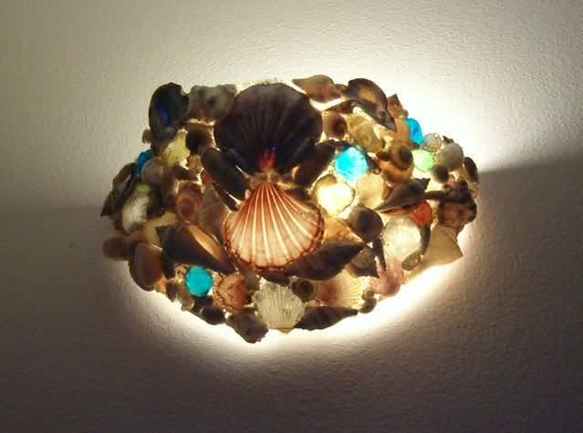 Seashell light at night
