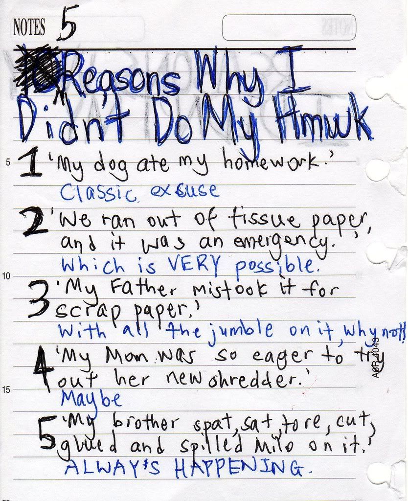 5reasonswhyIdidntdomyhomework.jpg 5 Reaons Why I Didn't Do My Homework image by starrinightx