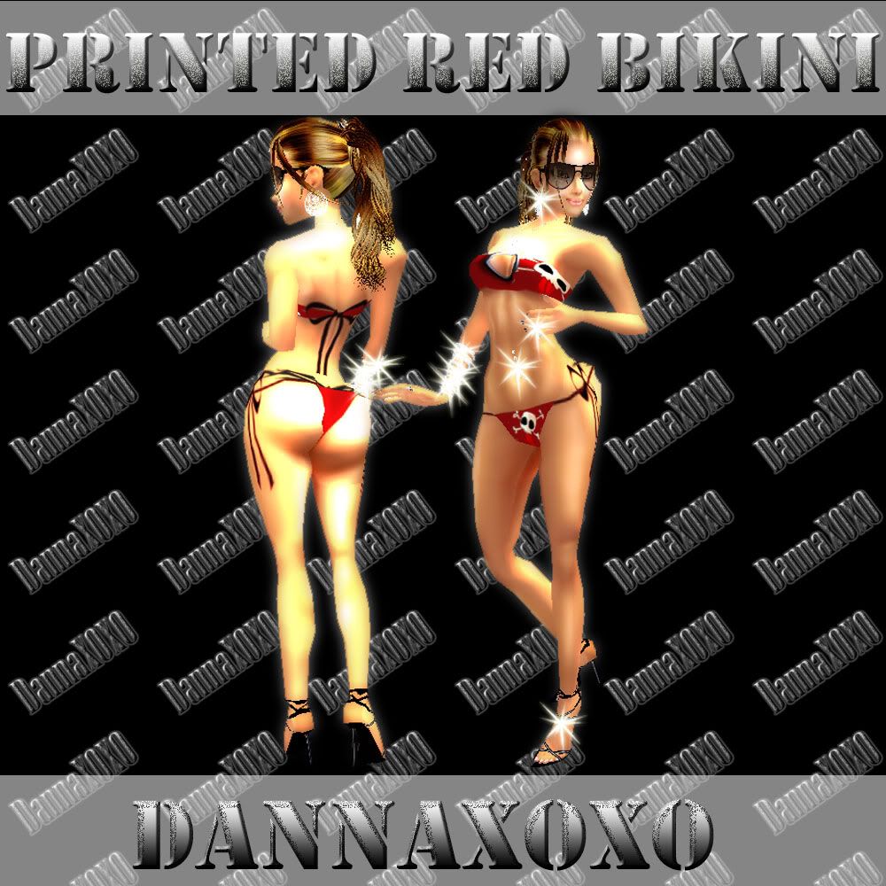 printed red bikini