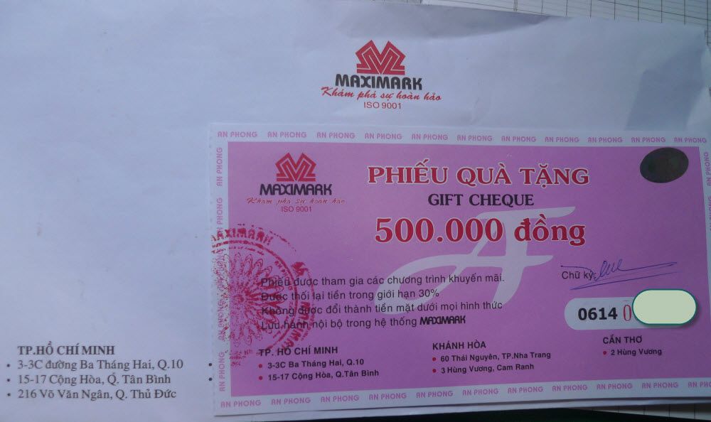 Bán Voucher Maximark - Gift Cheque