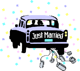 just married and car