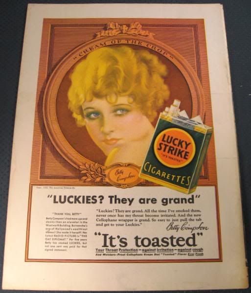 SYou are bidding on a Nice Vintage 1932 Lucky Strike Betty Compson Cigarette