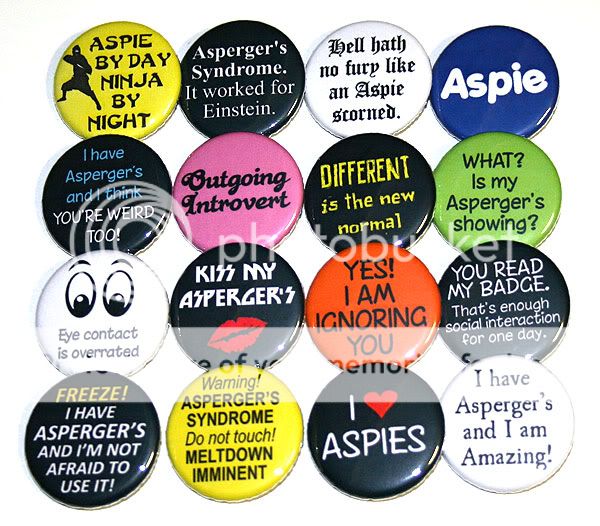 Aspergers Syndrome Aspergers Badges x16 Buttons Autism