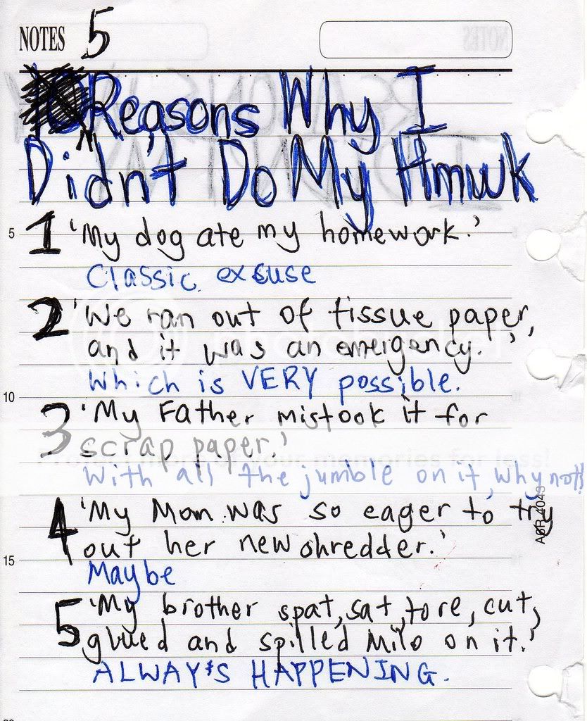 20 reasons i didn't do my homework