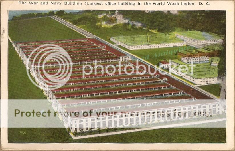 1919 Washington US War & Navy Largest Building Postcard  