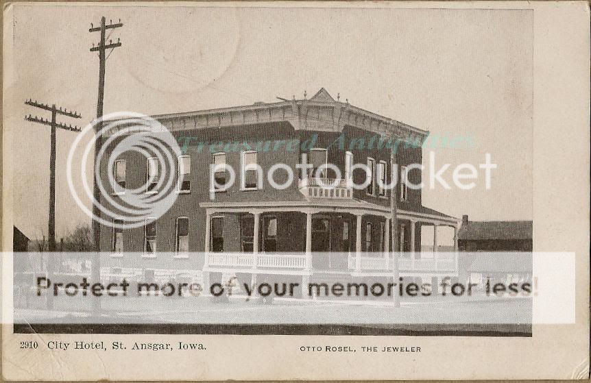 1908 St Ansgar Iowa City Hotel Street View Postcard  