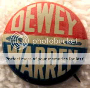 1948 Dewey Warren President Election Campaign Pin Red White Blue 