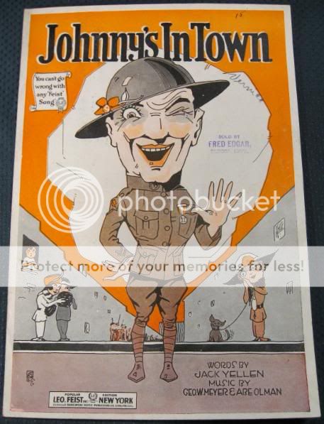 1919 Johnnys In Town WWI GI Soldier Sheet Music  