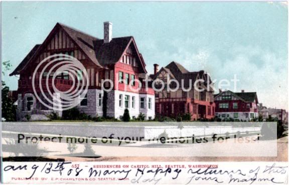 1908 Seattle Washington Capitol Hill Mansions Postcard