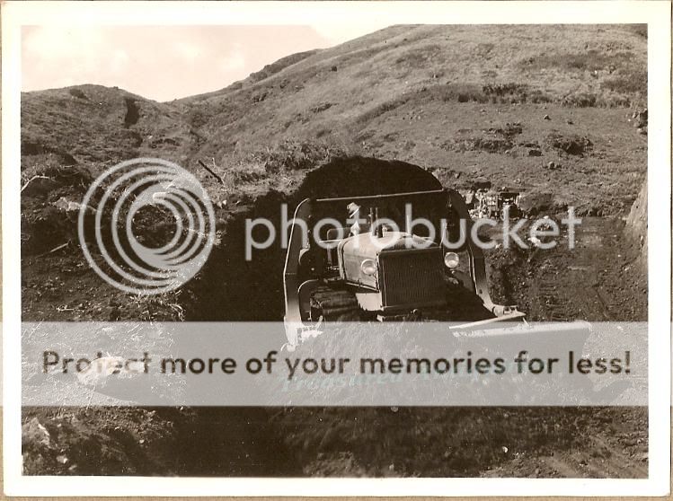 1930s WPA Allis Chalmers Bull Dozer Cutting Road Photo  