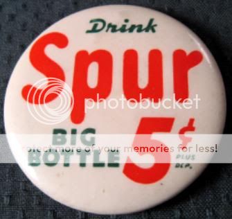 1940s Canada Dry Drink Spur Cola Big Bottle 5¢ Pin  